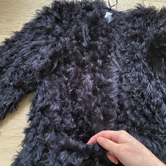 NWT ZARA FAUX FUR JACKET NAVY - Picture 7 of 7